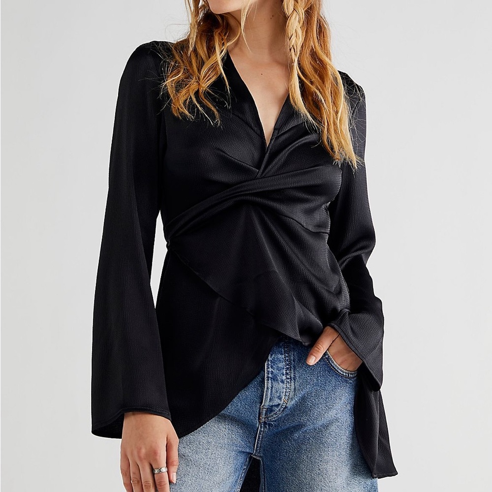 NWT Harley Tunic Brown Tie Back Cross Waist Blouse